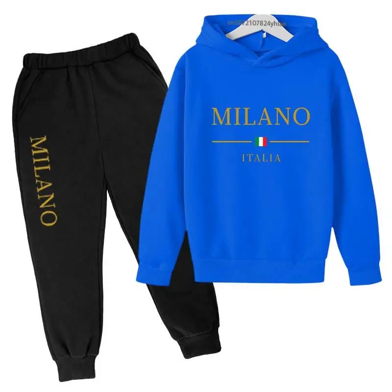 Kids Letter Print Tracksuit | Boys & Girls Casual Pullover Hoodie and Pants Set - Image 15