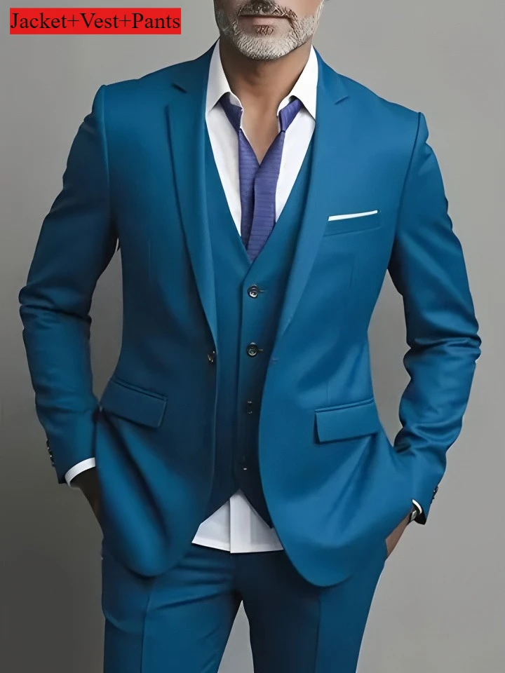 Men's Business Casual Suit for Weddings, Genuine Blazer, Vest and Pants, Big & Tall,Slim Fit Waistcoat, Dress Trousers, US Size - Image 18
