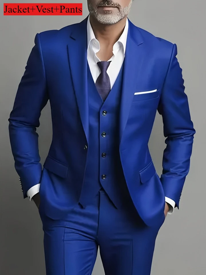 Men's Business Casual Suit for Weddings, Genuine Blazer, Vest and Pants, Big & Tall,Slim Fit Waistcoat, Dress Trousers, US Size - Image 12