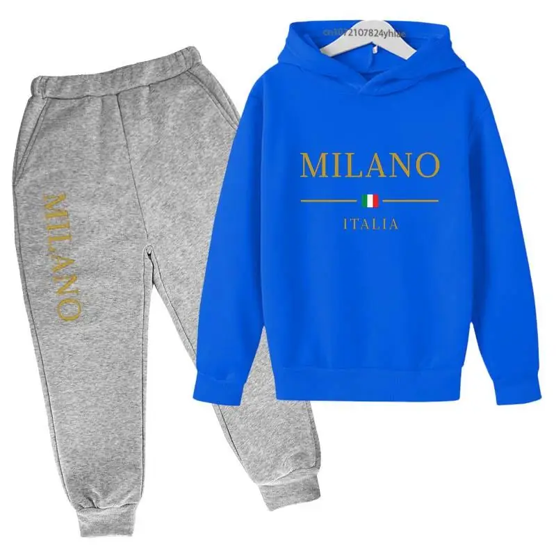 Kids Letter Print Tracksuit | Boys & Girls Casual Pullover Hoodie and Pants Set - Image 16