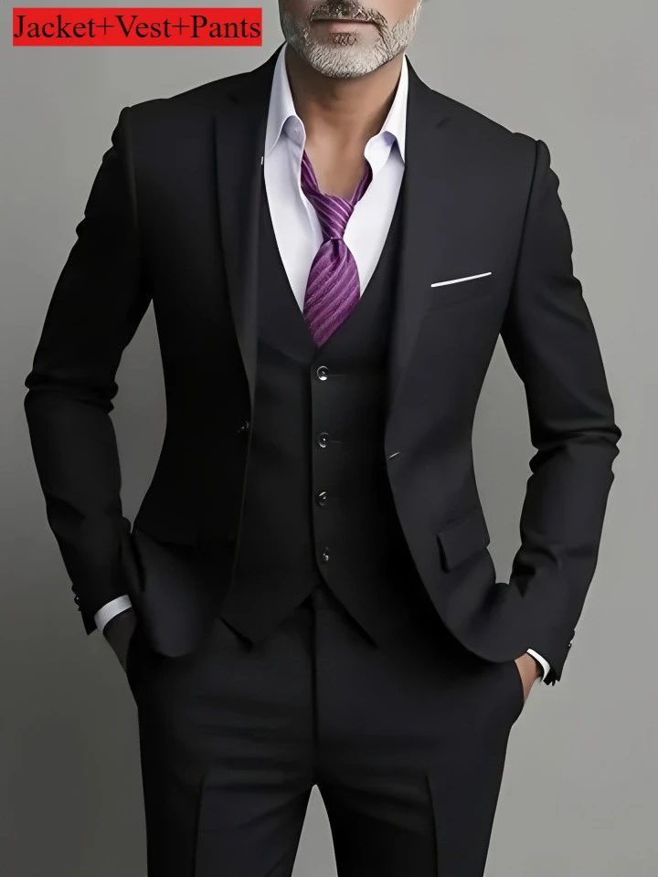 Men's Business Casual Suit for Weddings, Genuine Blazer, Vest and Pants, Big & Tall,Slim Fit Waistcoat, Dress Trousers, US Size - Image 17