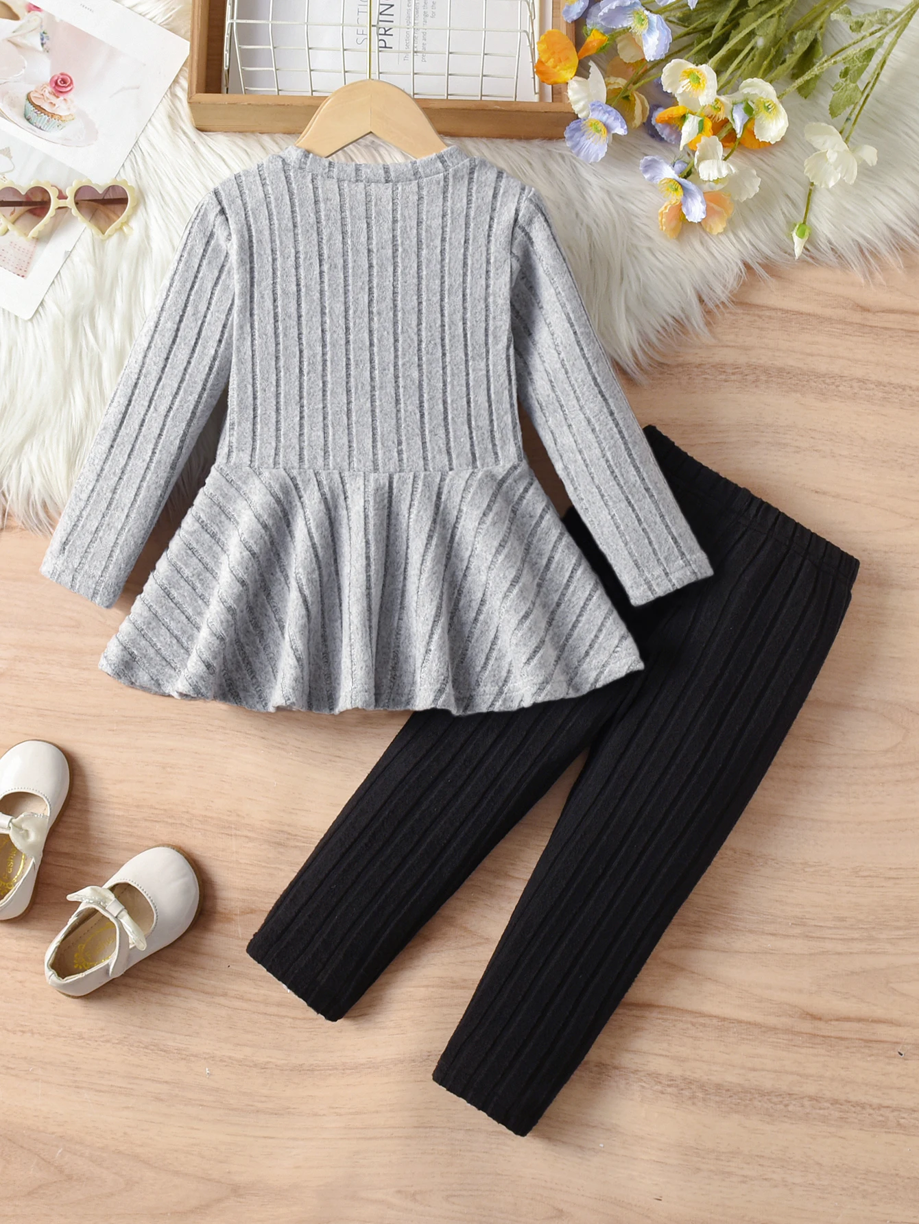 Designer Girls' Long-Sleeve Bow Top & Trouser Set | Elegant Autumn Playwear Suit - Image 2