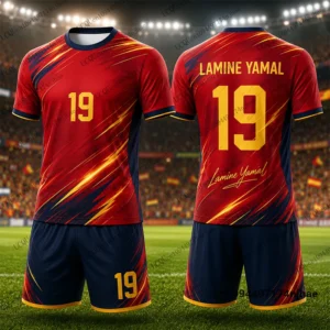 2 PCS Outfits Children Tracksuit Spain Fans Yamal No.19 Print T-Shirt+Shorts Sets Football Jersey Suit Sports Kids/Adult Clothes